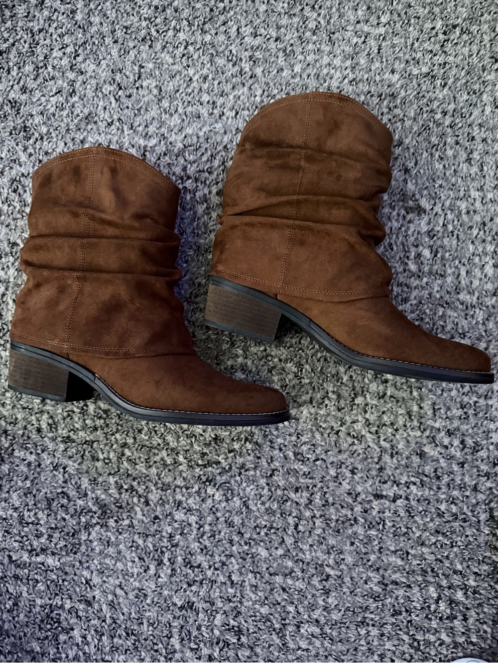 White Mountain Brown Slouchy Suede Ankle Boots